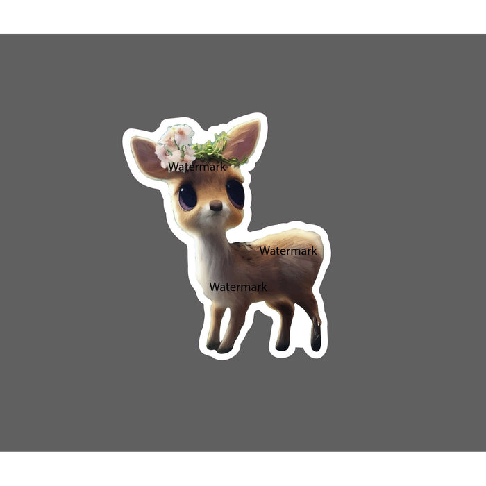 Baby Deer Sticker Cute Fawn Flowers NEW