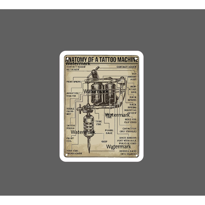 Tattoo Machine Sticker Anatomy Parts NEW