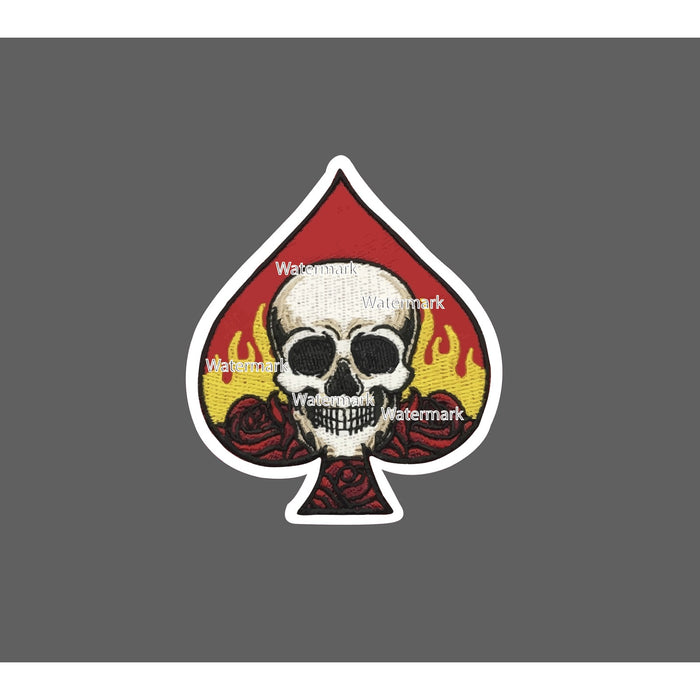 Spades Skull Sticker Roses Fire