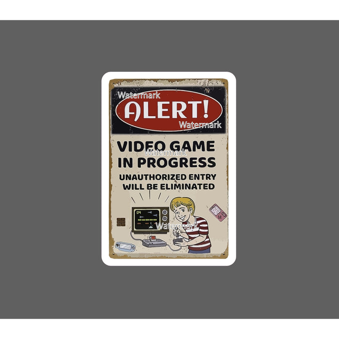 Alert Sticker Video Games In Progress Retro