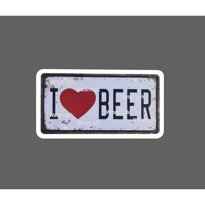 I Love Beer Sticker Retro