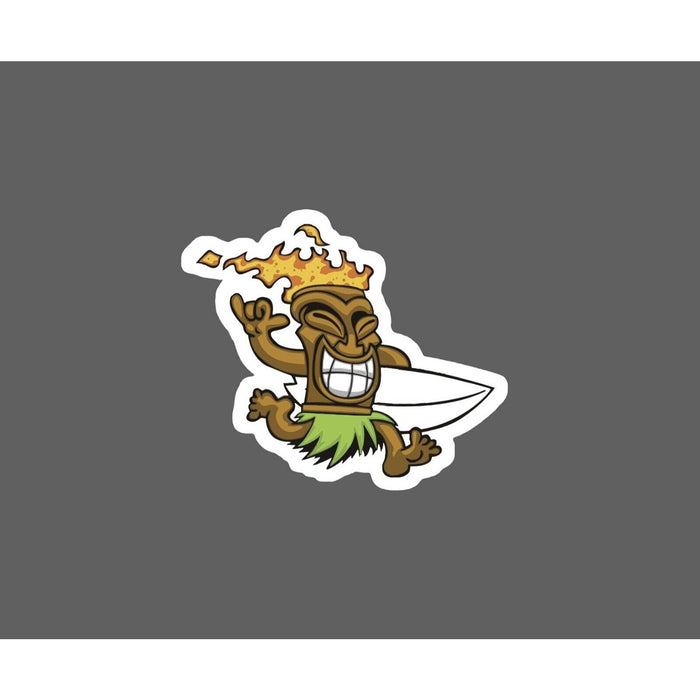 Tiki Surfing Sticker Beach