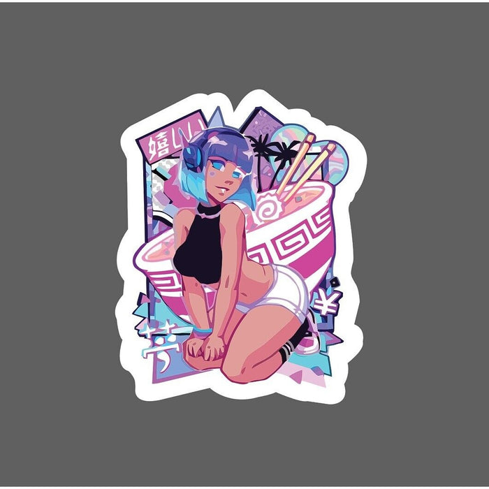 Anime Girl Sticker Techno