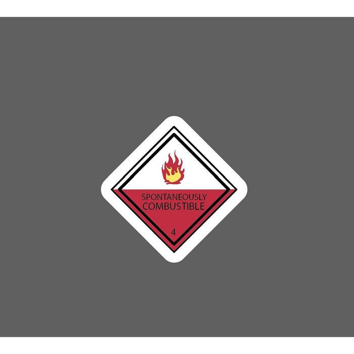 Spontaneously Combustible Sticker Warning