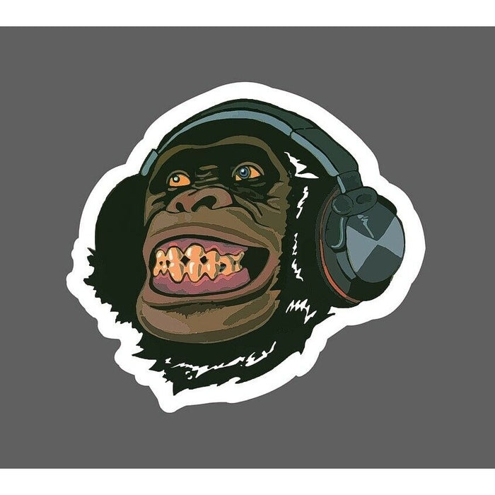 Monkey Sticker Headphones Music