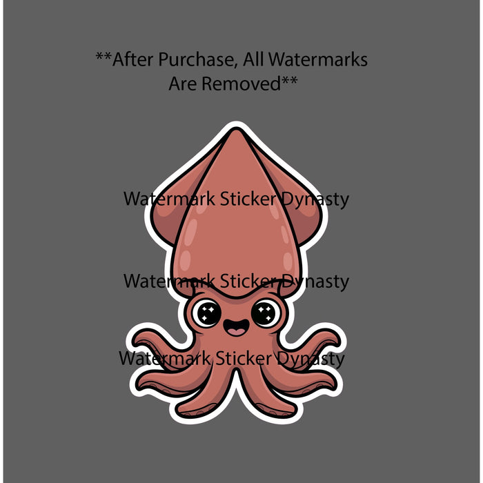 Squid Sticker Waterproof Decal Cute Kawaii Ocean Beach Animal Wildlife Gift NEW