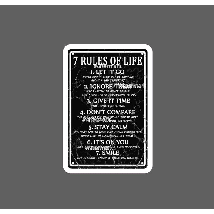 7 Rules To Life Sticker Smile Waterproof