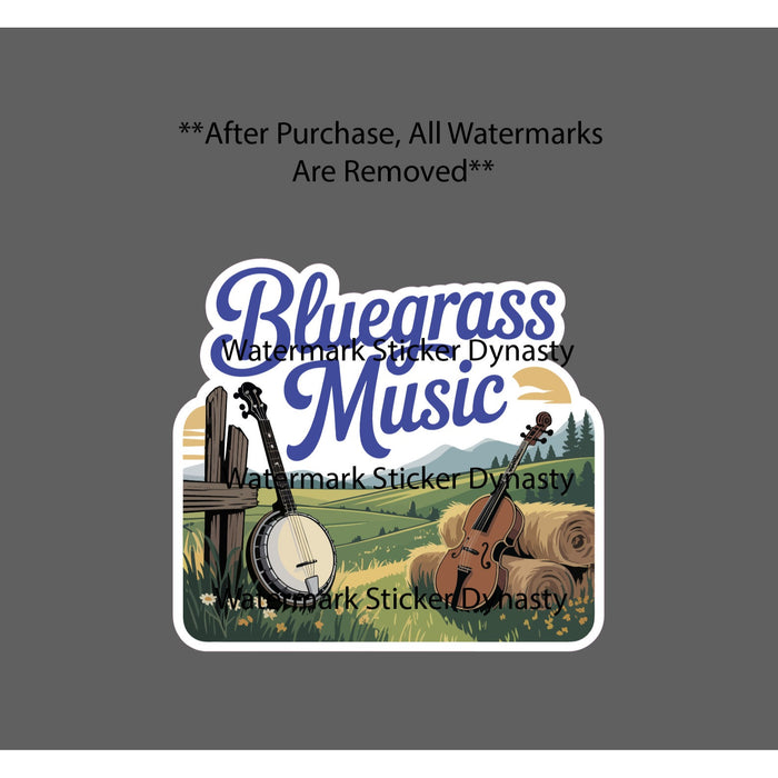 Bluegrass Music Sticker Waterproof Decal Banjo Fiddle Violin Country Gift NEW