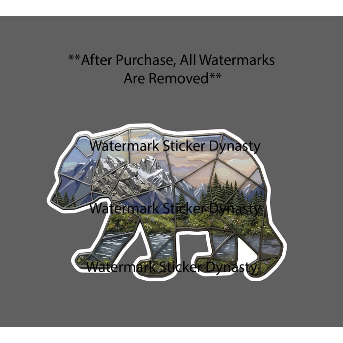 Bear Mountain Scene Sticker Waterproof Decal Outdoor Nature Wild Gift NEW