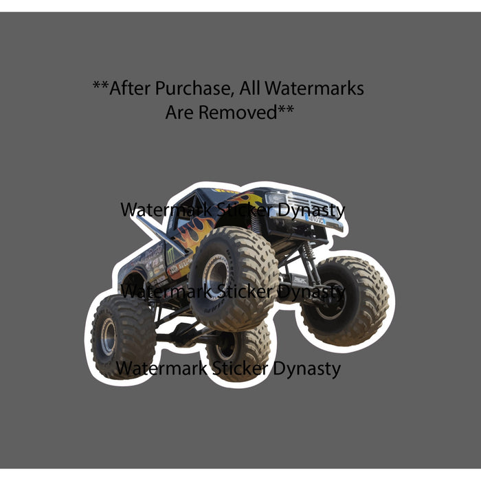 Monster Truck Sticker Waterproof Decal Monster Jam Fire Flames Gift NEW