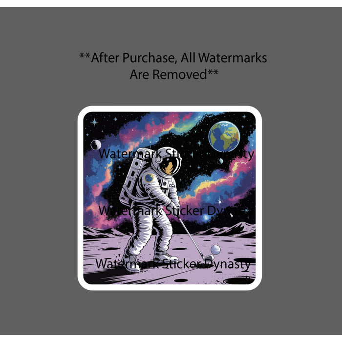Astronaut Golfer Sticker Waterproof Decal Sports Planet Galaxy Game Gift NEW