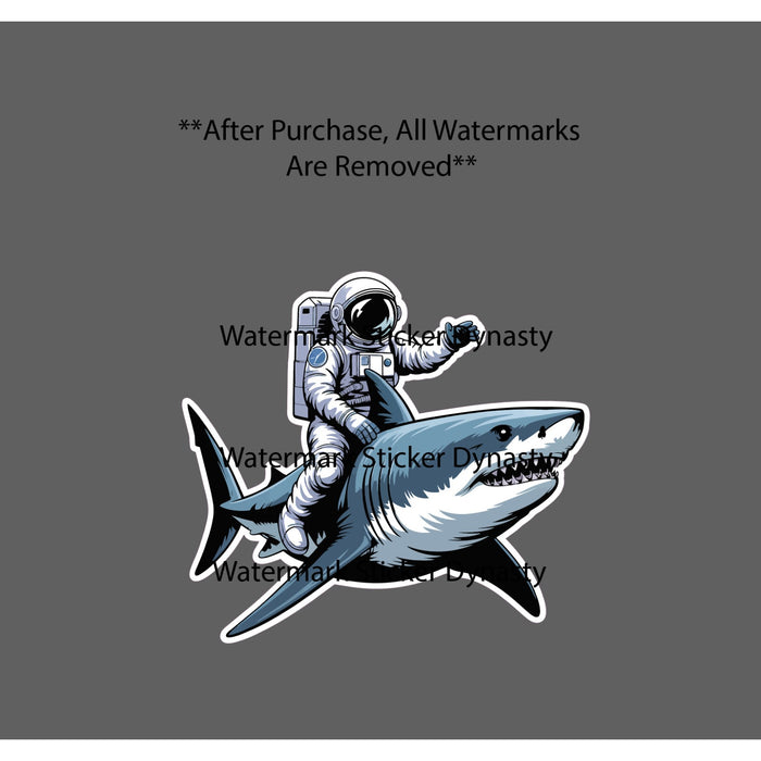 Astronaut Riding Shark Sticker Waterproof Decal Space Galaxy Ocean Gift NEW