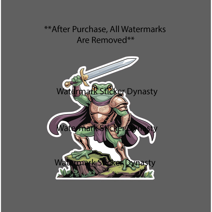 Warrior Frog Sticker Waterproof Decal Sword Fantasy Soldier Quest Game Gift NEW
