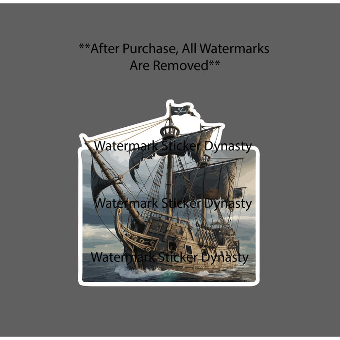 Pirate Ship Sticker Waterproof Decal Pirates Ocean Waves Nautical Gift NEW