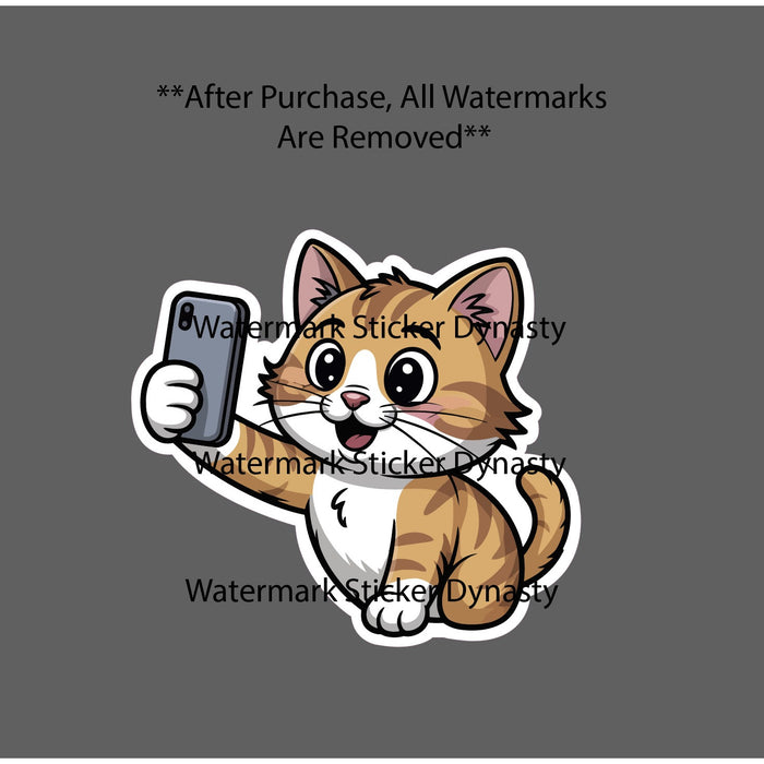Cat Selfie Sticker Waterproof Decal Kitten Phone Picture Kawaii Cute Gift NEW