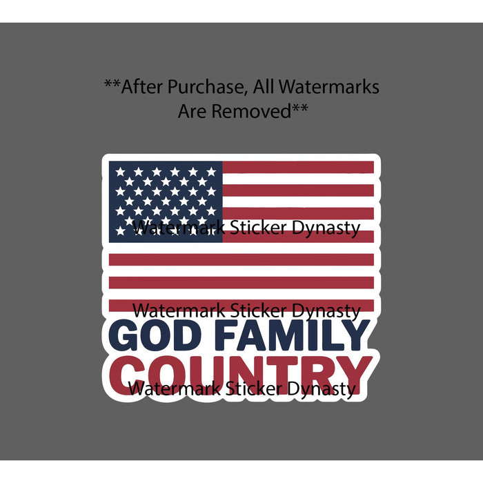 God Family Country Sticker Waterproof Decal American Flag USA America Gift NEW