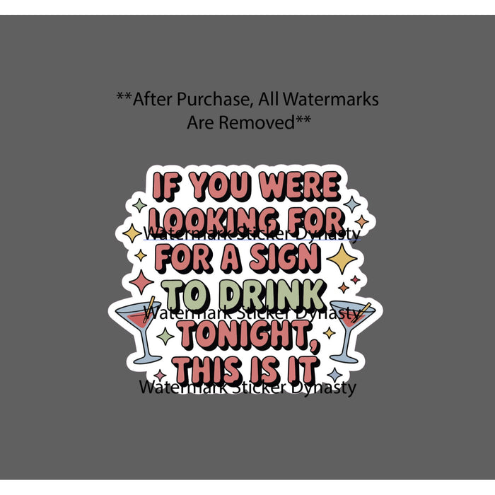 Sign to Drink Sticker Waterproof Decal Quote Funny Martini Bar Home Gift NEW