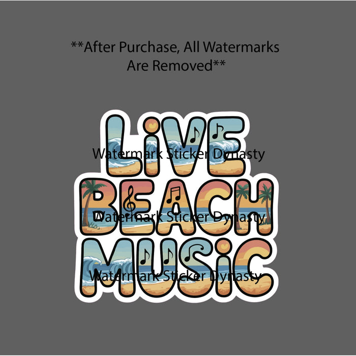 Live Beach Music Sticker Waterproof Decal Ocean Waves Band Song Travel Gift NEW