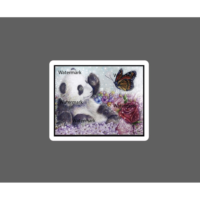 Panda Cub Sticker Butterfly Cute Playing