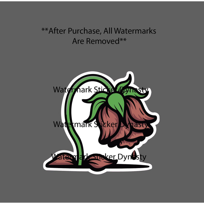 Wilting Rose Sticker Waterproof Decal Flower Floral Emoticon Texting Gift NEW