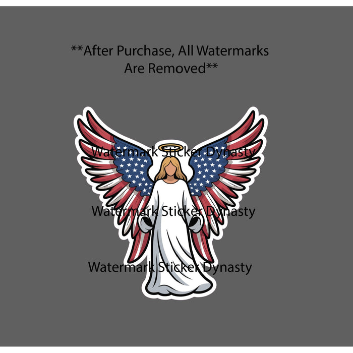 Angel Sticker Waterproof Decal Wings USA American Flag State NEW
