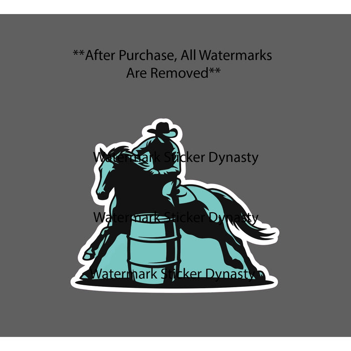 Barrel Racing Sticker Waterproof Decal Rodeo Western Turquoise Gift NEW