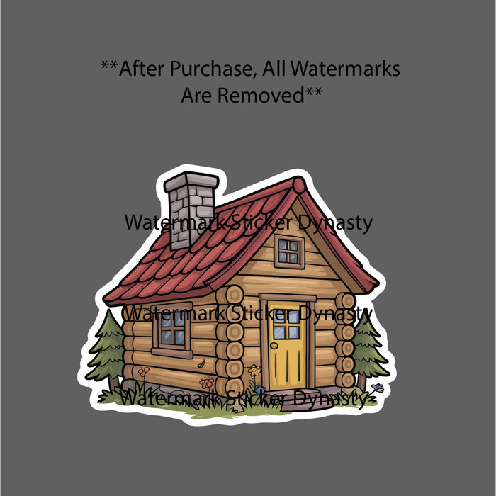Small Log Cabin Sticker Waterproof Decal Outdoors Woods Nature Simple Gift NEW
