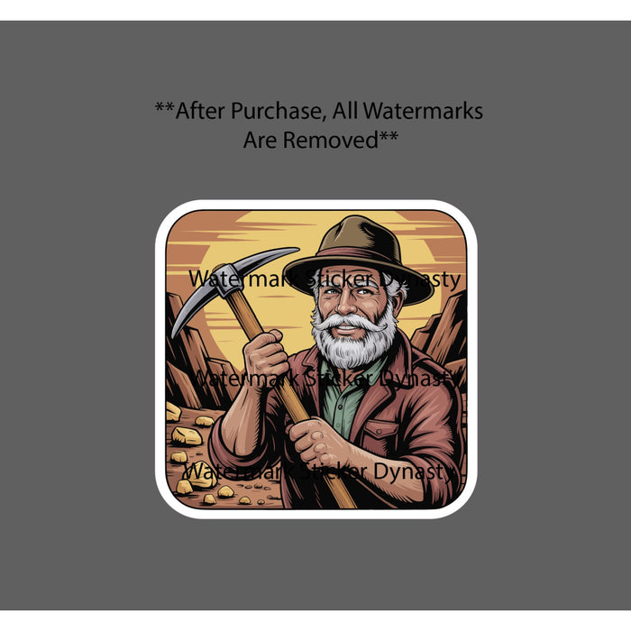 Prospector Sticker Waterproof Decal Gold Pickaxe Man Beard Treasure Gift NEW