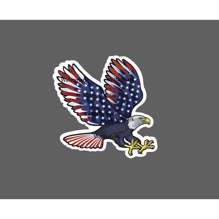 Bald Eagle Sticker USA Flag Feathers NEW