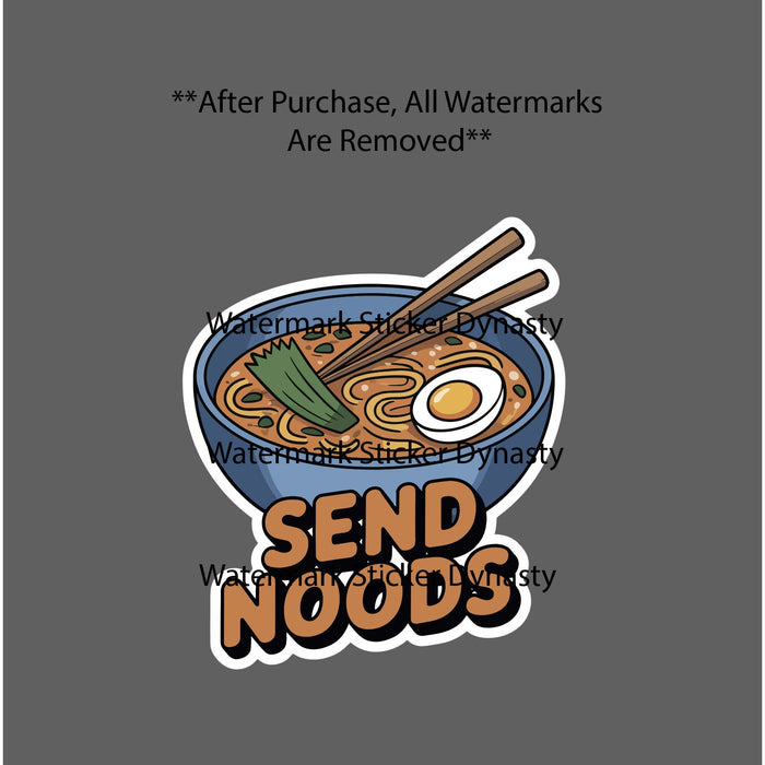 Send Noods Sticker Waterproof Decal Ramen Noodles Food Egg Funny Humor Gift NEW