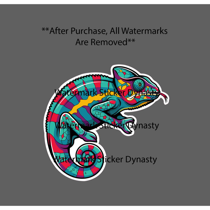 Chameleon Sticker Waterproof Decal Geometric Lizard Animal Reptile Pet Gift NEW