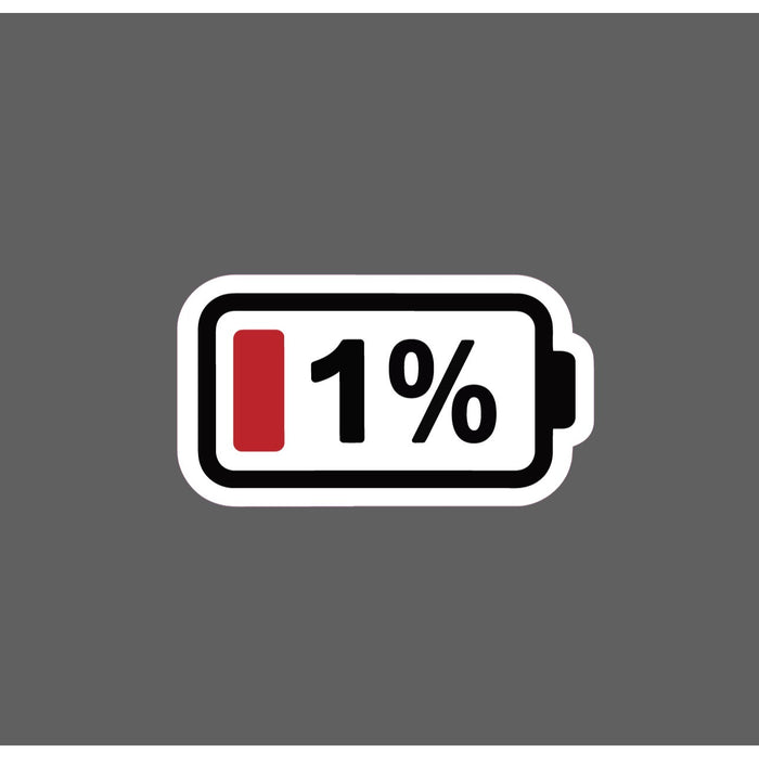 1% Battery Sticker Dead Phone Electronics Life Funny Gift Waterproof NEW