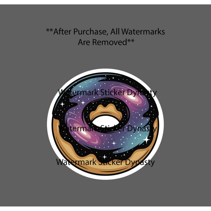 Donut Galaxy Sticker Waterproof Decal Space Stars Planet Food Gift NEW