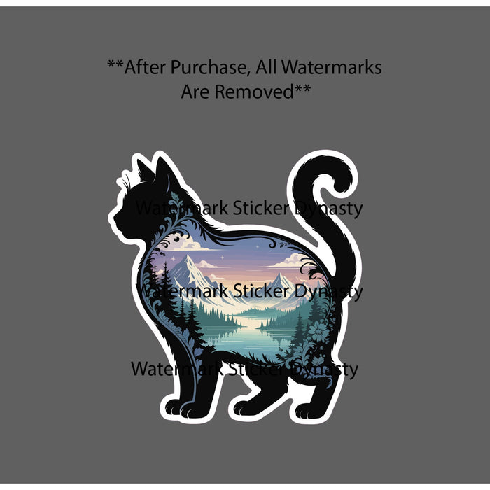 Cat Sticker Waterproof Decal Mountain Scene Travel Floral Flower Animal Gift NEW