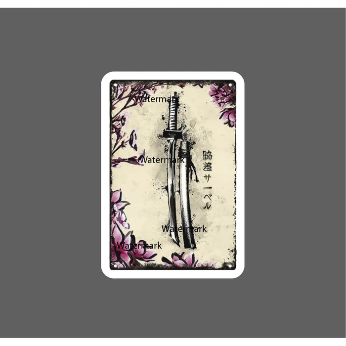 Katanas Sticker Cherry Blossom Samurai NEW