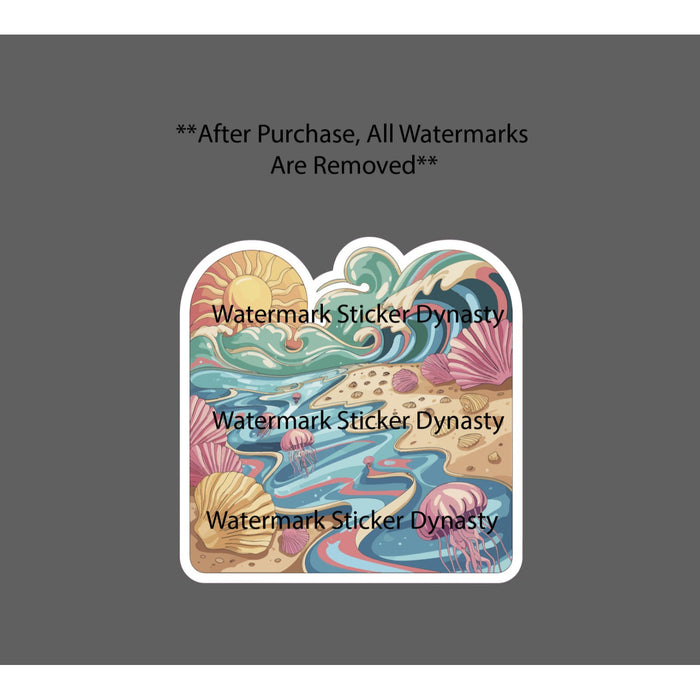 Trippy Abstract Beach Sticker Waterproof Decal Waves Sea Life Ocean Gift NEW
