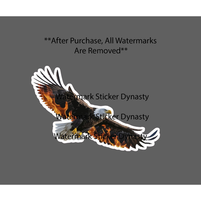 Bald Eagle Sticker Waterproof Decal Fire Flames Flying Outdoor Nature Gift NEW