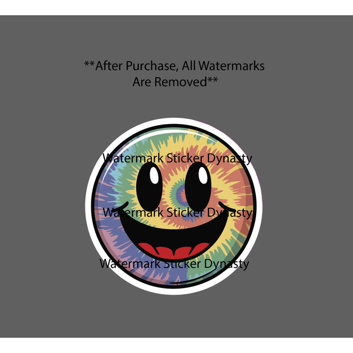 Tie Dye Smiley Face Sticker Waterproof Decal Smile Emoticon Happy Gift NEW