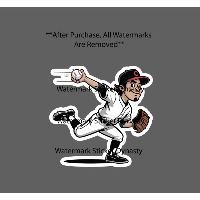 Baseball Pitcher Sticker Waterproof Decal Sports Game Cartoon Gift NEW