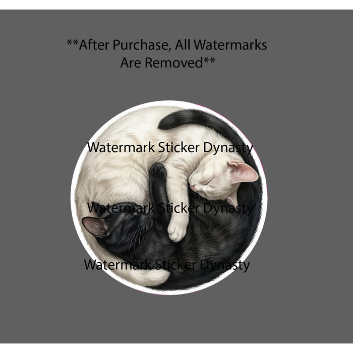 Cats Snuggling Yin Yang Sticker Waterproof Decal Cat Pet Sleeping Cute Gift NEW