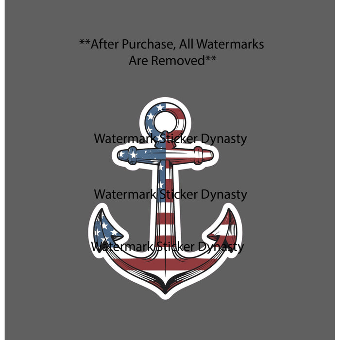 Anchor USA Flag Sticker Waterproof Decal America Patriotic Sail Ocean Gift NEW
