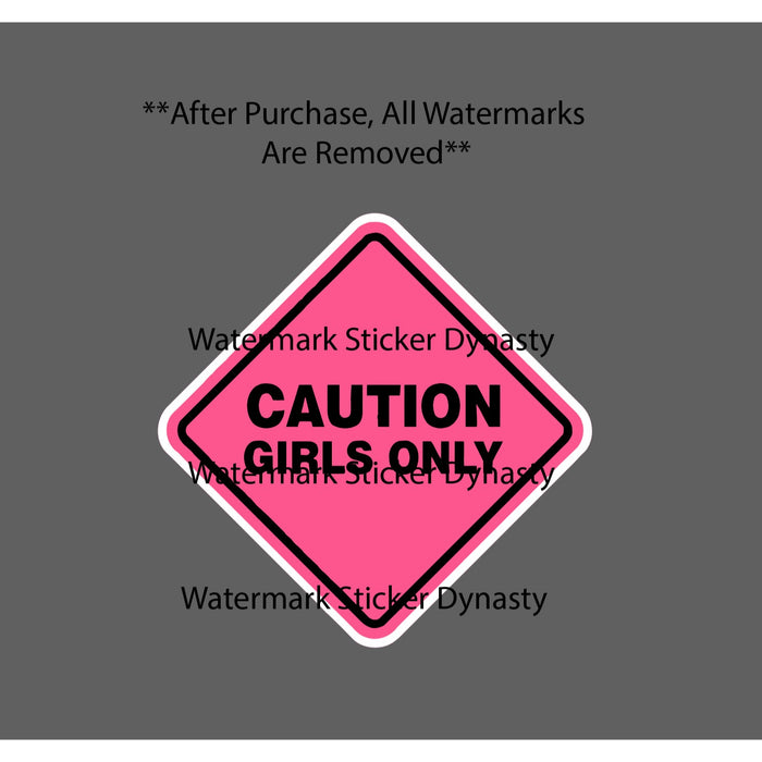 Caution Girls Only Sticker Waterproof Decal Pink Ladies Female Cute Gift NEW