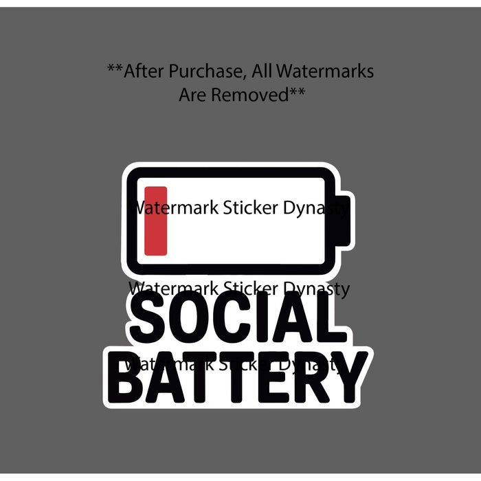 Social Battery Sticker Waterproof Decal Low Battery Red Dead Energy Gift NEW
