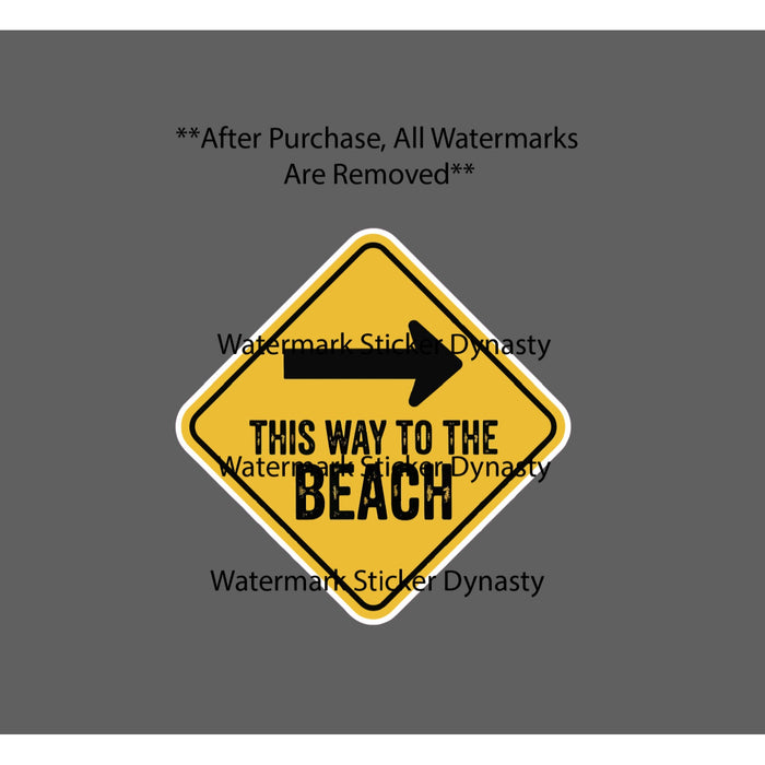 This Way To The Beach Sticker Waterproof Decal Traffic Sign Ocean Beach NEW