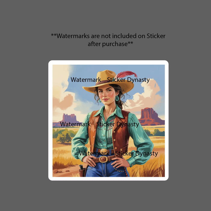 Cowgirl Sticker Waterproof Decal Western Country Desert Turquoise Gift NEW