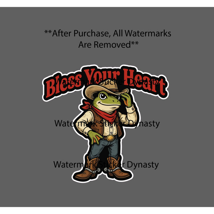 Bless Your Heart Sticker Waterproof Decal Frog Cowboy Country Western Gift NEW