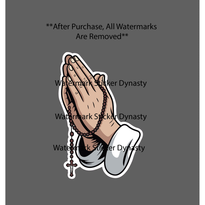 Praying Hands Sticker Waterproof Decal Rosary Catholic Church Jesus Gift NEW