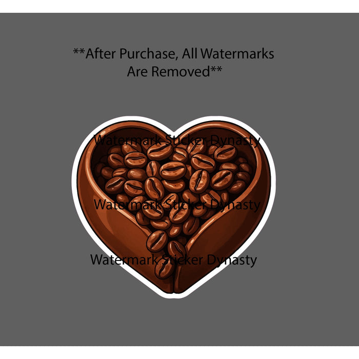 Coffee Beans Heart Sticker Waterproof Decal Love Caffeine Brew Drink Gift NEW