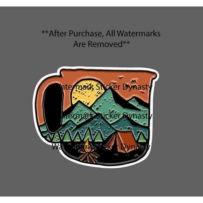 Coffee Cup Sticker Waterproof Decal Mountain Scene Desert Camping Gift NEW