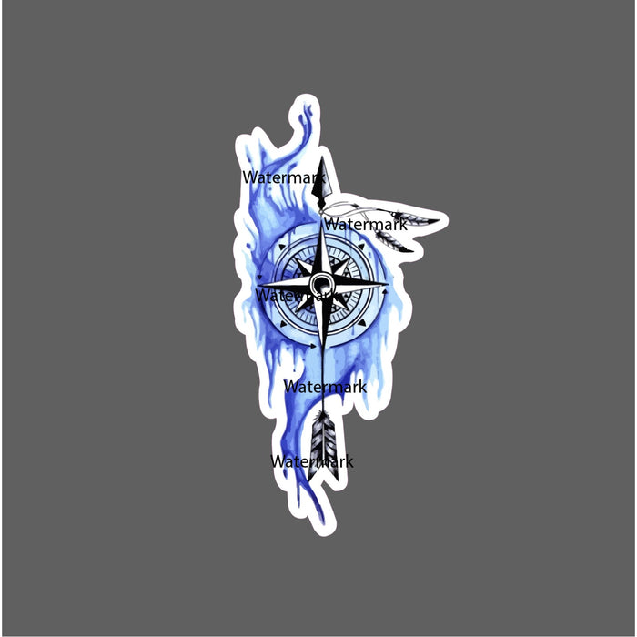 Compass Sticker Blue Nautical Waterproof